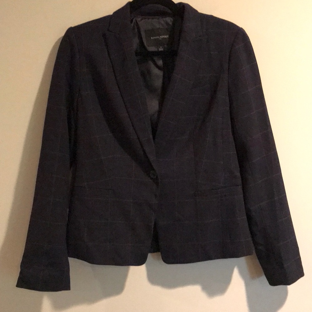 Banana Republic Navy windowpane blazer